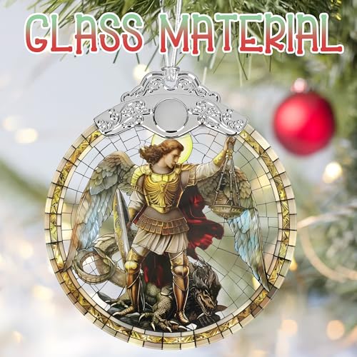 Archangel Michael Christmas Ornaments, 3" Stained Glass Christmas Decor, Christmas Tree Ornaments, Gifts for Men, Unique Gift Idea, Perfect for Holiday Party, Tree, Window, Home Decor - color: Archangel Michael