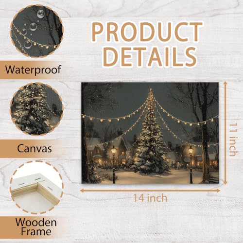 KSDUT Christmas Christmas Winter Pine Tree Framed Wall Art 14x11 Inch - color: Christmas-20