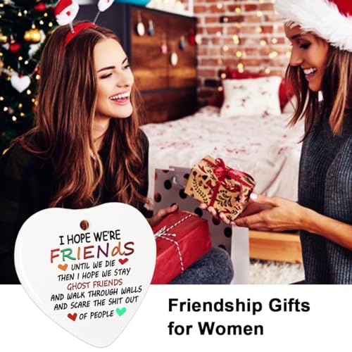BAOXUE Friends Christmas Ornaments 2025,Friendship Heart Ornament for Christmas Tree,Friendship Gifts Bestfriend Ornament for Women Friends - color: Friend a