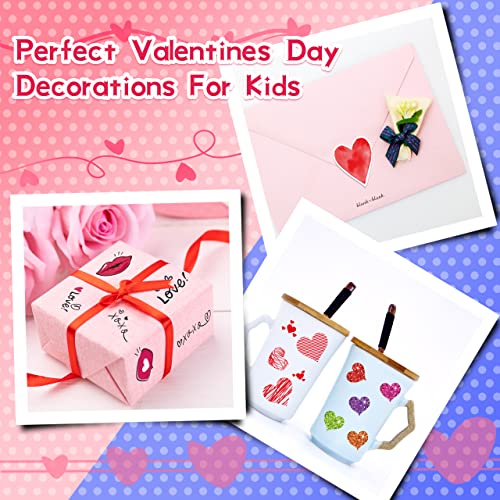 LINAYE Valentines Stickers for Kids - 400PCS Cute Valentines Love Stickers for Cards Envelopes Craft Scrapbooking Valentine Day Party Favors Supplies for Girls Boys - style: Heart 18 Sheets