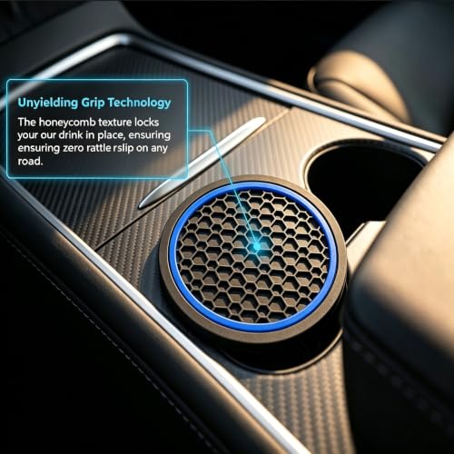 4PCS Car Cup Holder Coasters,2.75 Inch Non-Slip Insert Water Bottle Holder Pads, Shockproof Silicone Cup Pads, Universal Car Drink Holders for Vehicles, Trucks, RVs(Black/Blue) - color: Blue