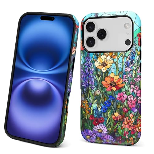 Case for iPhone 17 Pro/18 Pro,Drop Protection Hybrid 2-Layer Hard Phone Cover-Glazed Flowers Garden - color: Glazed Flowers Garden, size: iPhone 17 Pro/18 Pro