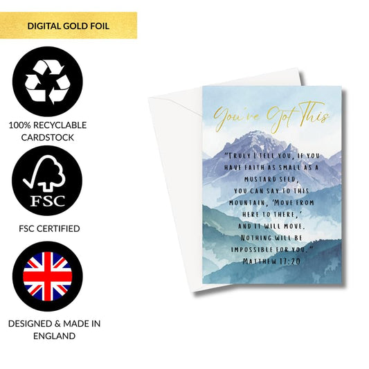 ARK & BAY You've Got this Christian Greeting Card with Bible Verse Matthew 17:20 | Words of Encouragement, Strength and Inspiration for Exams, Graduation, New Job | Faith Mustard Seed Prayer