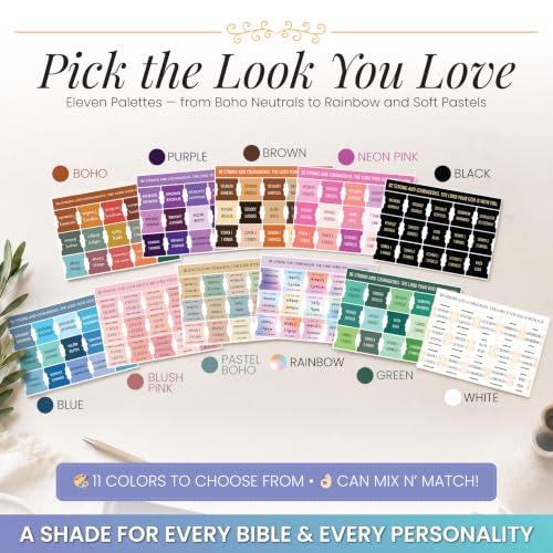 90 Christian Bible Tabs for Women, Teens & Kids - Rainbow - color: Rainbow