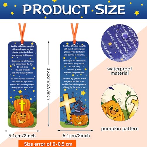 Zhanmai 200 Pcs Pumpkin Prayer Bookmarks for Kids - style: Pumpkin
