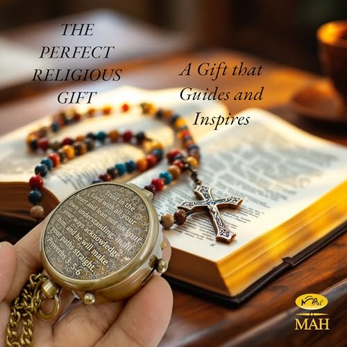 Handmade Religious Brass Compass Gift with Engraved & Embossed Faith Messages – Inspirational Christian Religious Gift Keepsake for Baptism, Confirmation, Christening, First Communion or Christmas - style: Trust in The Lord – Edition 1