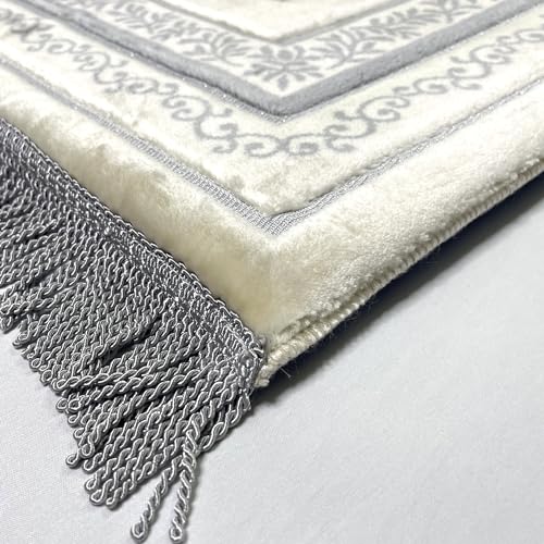 Modefa Foam Padded Prayer Rug | Thick Prayer Mat with Knee Cushion Memory Foam Prayer Mats | One Inch Thick Soft Velvet Islamic Praying Mat Luxury (Grey) - color: Grey