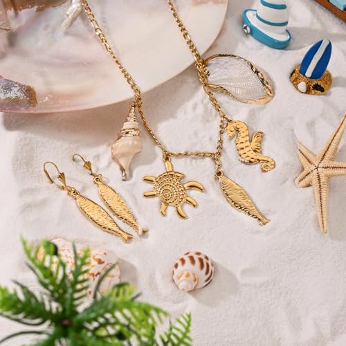 Gold Fish Hoop Earrings sardine Trendy Beach Ocean Theme Jewelry for Women