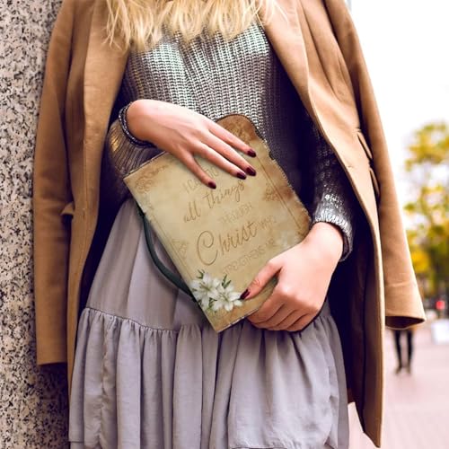 Ancient Verse Lily Floral Bible Cover Case for Men Women Fashion PU Leather Bible Book Case Lightweight Portable Brief Case Stationary Supplies Storage - color: Ancient Verse Lily Floral, size: 2X-Large