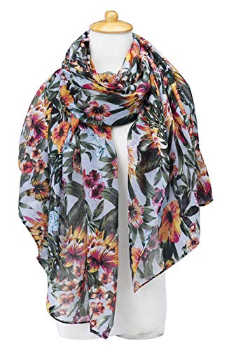 GERINLY Lightweight Scarves Fashion Print Cotton Feel Scarf for Women Shawl - color: Bluegreen