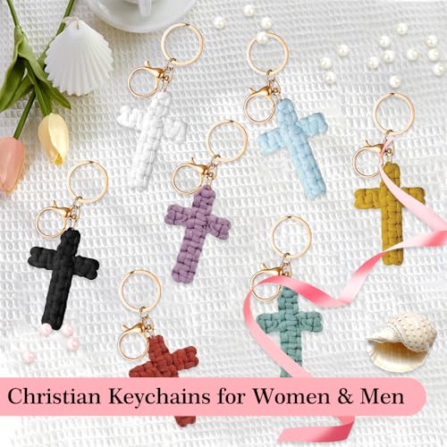 Knit Cross keychain Christian Gifts for Women Men Religious Gifts Bohe Backpack Charms Christian Keychain - color: Black