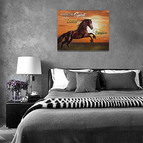 Running Horse Wall Art Western Horse Christian Bible Verse Pictures Wall Decor Canvas Prints Framed Modern Painting Artwork For Kitchen Bathroom Dining Room Living Room Office 16"x12" - color: Horse-9, size: 16"L x 12"W