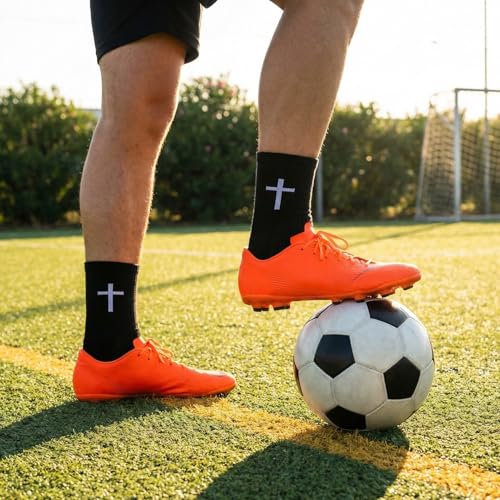 4/6 Pairs Cross Socks Christian Socks with Bible Verse for Church - color: Black, White