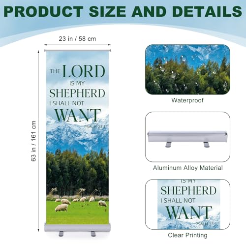 Ceenna 24 x 63 Inch Church Sanctuary Inspirational Retractable Banner Sign - style: the Lord is My Shepherd