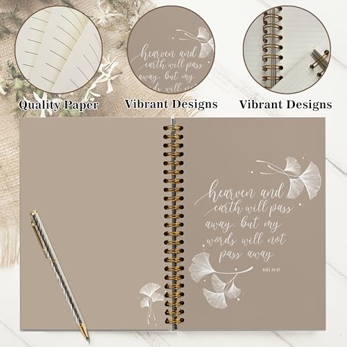 Christian Notebook Journal - Christian Gifts for Women, Inspirational Bible Journal Notebooks for Note Taking, Bible Study, Prayer & Church Notes, A5 Spiral Notebook (Ginkgo leaves) - color: Ginkgo leaves