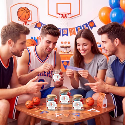 Lunmon Basketball Christian Affirmation Jar with Color-Coded Bible Verses - style: Basketball