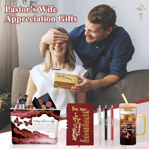 Watersay 6 Pcs Pastor Wife Appreciation Gifts Glass Cup Set, Red - color: Red