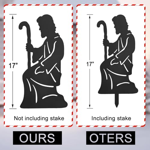Nativity Scene Outdoor,Black Silhouette Metal Nativity Set for Yard Stakes - color: Nativity-black