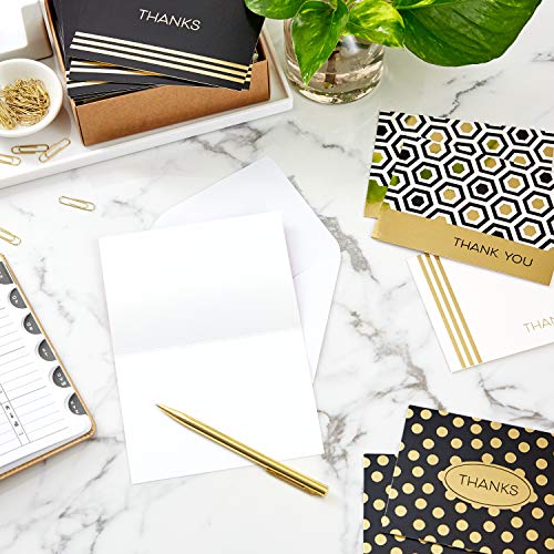 Hallmark Thank You Cards Assortment, Black and Gold Geometric (40 Thank You Notes with Envelopes for Wedding, Business, Graduation, All Occasion) - color: Geometric