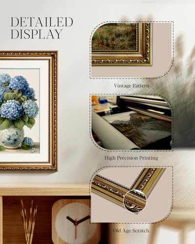 HUARCEY Vintage Blue Hydrangea Wall Art 13x16 Inch Botanical Print - color: Hydrangea, size: 16"L x 13"W