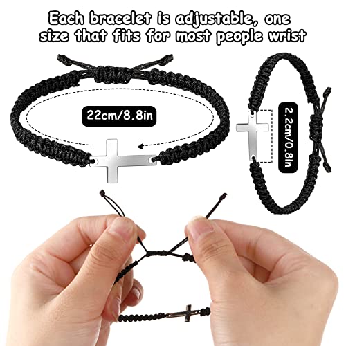 Jadive 12 Pcs Christian Handmade Cross Bracelets Bulk - color: Black