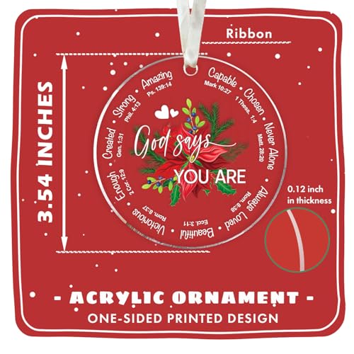 Christian Christmas Ornaments - Religious Christmas Ornament for Women - Christian Faith Gifts for Women - Inspirational Jesus Bible Verse Acrylic Ornament