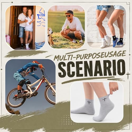 Skicuff 6/9 Pairs Christian Cross Socks Prayer Crew Stockings - color: Multiple Colors