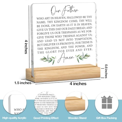 The Lords Prayer,Christian Decor,Christian Office Decor,Our Father Prayer Sign, Inspirational Gifts for Women Men Bible Verse Home Office Acrylic Plaque Sign - color: Our Father Who Art In Heaven, Hallowed Be Thy Name; Thy Kingdom Come;Thy Will Be Done, O