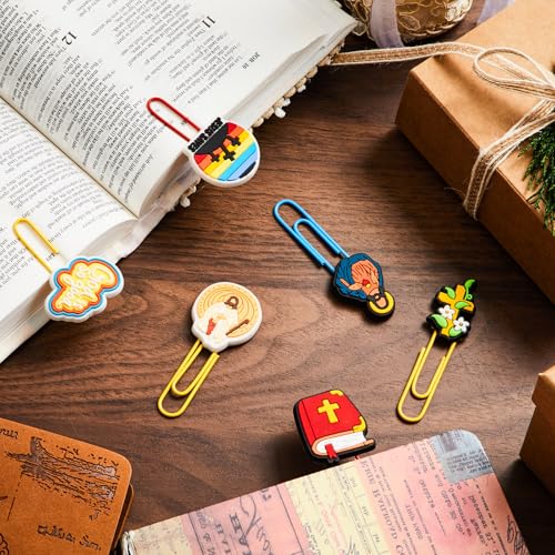 Zomiboo 6 Pcs Christian Bookmarks for Kids, Bible Paper Clip Bookmarks - style: Jesus