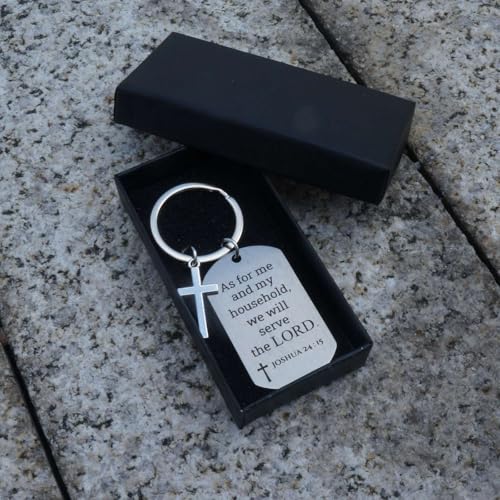 Inspirational Scripture Keychain with Cross - Bible Verse Matte Key Chain Religious Gift for Christian - style: Joshua 24:15