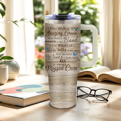 DUUV Christian Tumbler 40oz, Insulated Christian Gift for Women - color: Wood Grain Christian