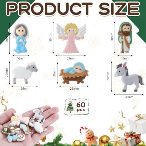 Cinnvoice 60 Pcs Christmas Nativity Scene Sets for Crafts - color: Colorful, style: Jesus