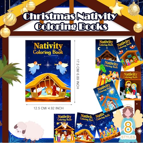 Cholemy 48 Pcs Christmas Christian Nativity Coloring Books Bulk for Kids