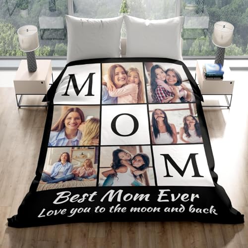 inkArts Custom Mom Blanket with 6 Photos Personalized Blanket with Pictures Customized Throw Gifts for Mom Grandma Photo Throw Blanket for Birthday Mother's Day - color: 6 Photo-2
