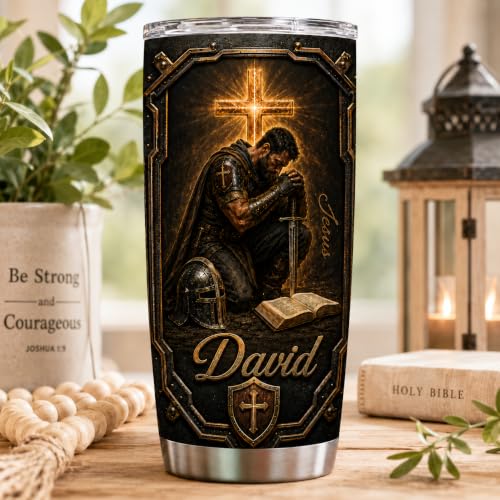 Personalized Christian Gifts For Men - A Child Of God Man Of Faith Warrior Christ Tumbler V1 - Christian Faith Religious Bible For Dad, Husband, Grandpa on Fathers Day, Christmas, Birthday - color: CH-VAR-01