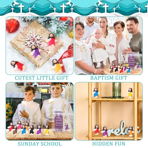Barydat 100 Sets Mini Jesus Figurines Bulk Easter Gift Little Jesus Figures Tiny Toys Christ Savior Doll with Cards Bags for Religious Party Favors Sunday School Baptism Gift(Classic Style) - style: Classic