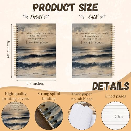 YEBFC Bible Christian Journal, Inspirational Scripture Notebooks For Prayer Women Gifts, 5.7"×8.2" Watercolor Sea Spiral Hardcover Notebook, I Am The Storm Church Notes Journal Supplies (A08)