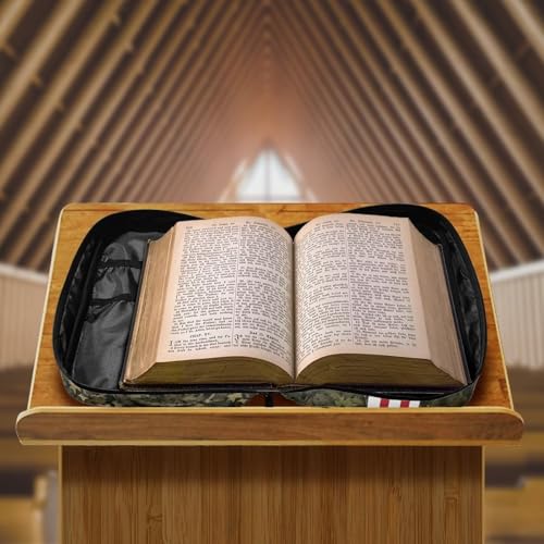 Bible Cover Church Carrying Book Case Polyester Bible Protective with Pen Slots and Zippered Pocket Customizable - color: Deer Fall Leaf American Flag