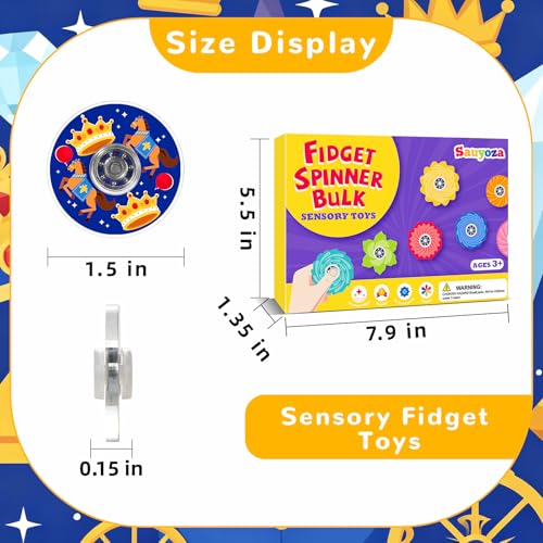 52 Pack Knight & King Party Favors Fidget Spinner for Kids Birthday, Royal Boy Fidget Spinner Bulk for Classroom Rewards, Goodie Bag Stuffers, Kingdom Boy Party Supplies - color: Tl-sa-3-blue