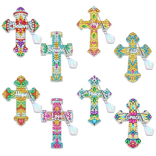 Christian Cross Diamond Art Bookmarks, Diamond Painting Book Marks - style: Christian Cross 8pcs