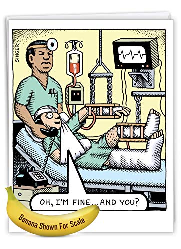 NobleWorks Jumbo Funny Get Well Card I'm Fine Humor Cartoon J2592GWG - style: I'm Fine