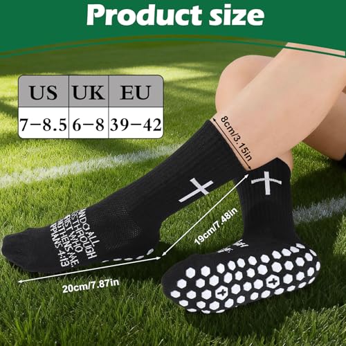 4/6 Pairs Christian Anti Slip Bible Verse Cross Print Socks - color: Black 3:5