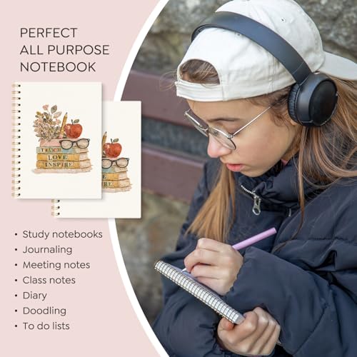 VONTP Vintage Book Teacher Spiral Notebook Journal, 5.5x8.3 Inch - color: 005-teacher