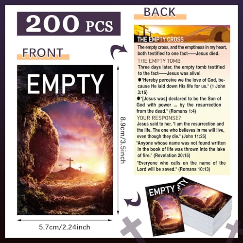 200 Pcs Gospel Tracts Salvation Cards,the Cross Empty - style: the Cross Empty
