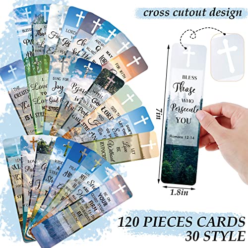 120 Pieces Bible Verses Bookmarks with Hollow Cross for Women Scripture Bookmarks Christian Book Markers for Women Men Church Gifts Supplies (Landscape) - style: Landscape