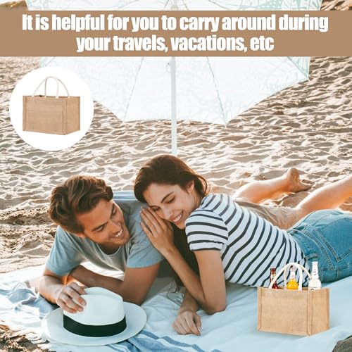 24 Pcs Burlap Tote Bag Mini Jute Reusable Waterproof Bag with Handles Small Blank Canvas for Wedding Welcome,Beach,Bridesmaid,Reusable Bulk Jute Bags with Cream Ribbons DIY Gifts(9.06 x 6.3 x 5.12'')