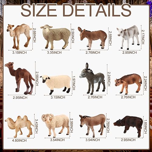 12 Pcs Christmas Nativity Scene Animals Figurines Holy Family Decor