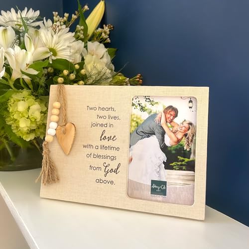 Abbey + CA Gift Two Hearts Wedding Picture Frame, Marriage and Engagement Gift for Christian Couples, For 4 x 6 Inch Photo - color: Wedding