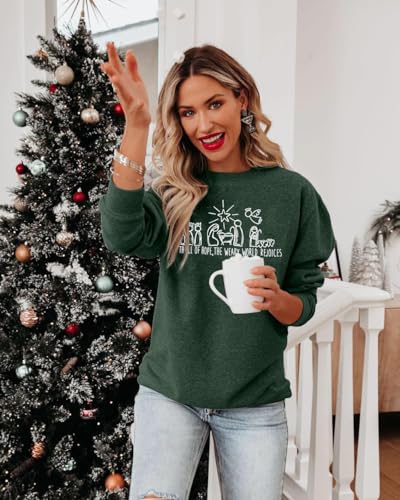 FAYALEQ Christmas Sweatshirt for Women Merry Christmas Shirt Xmas Tops - color: Green, size: Small