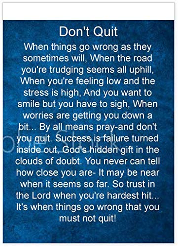 "Don't Quit" Prayer Pocket Card - Bookmark - Inspirational (Pack of 50)